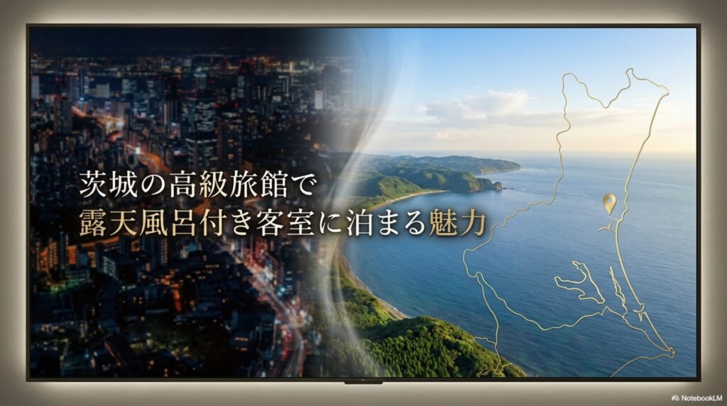 茨城の高級旅館で露天風呂付き客室に泊まる魅力の解説スライド