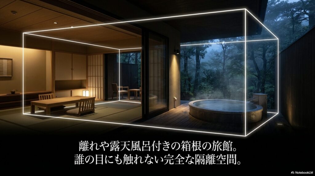 誰の目にも触れない完全な隔離空間を提供する離れや露天風呂付きの箱根の旅館