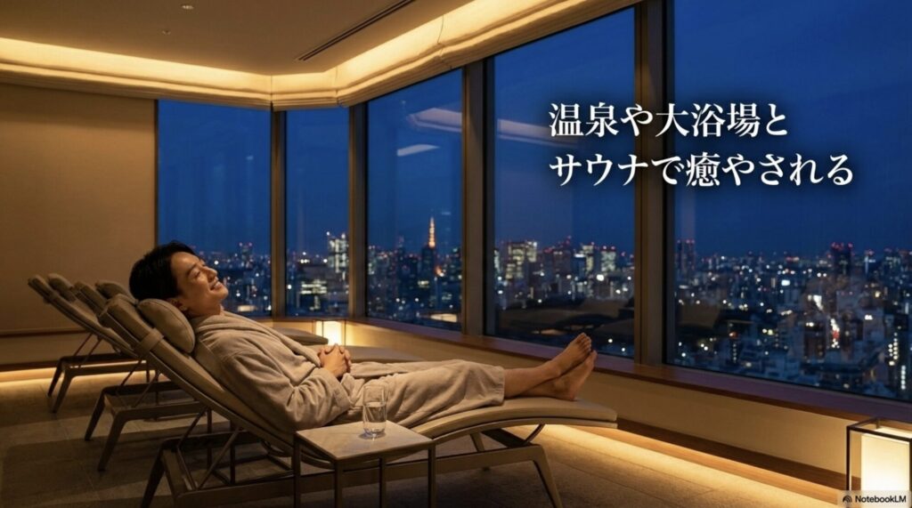 温泉や大浴場とサウナで癒やされる