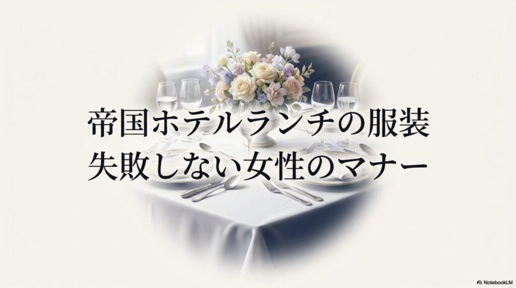 帝国ホテルのランチで失敗しない女性の服装マナーを解説するスライド表紙