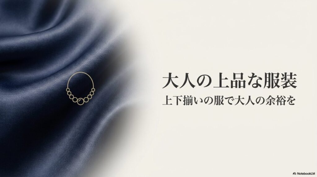 帝国ホテルの空間にふさわしい大人の上品な服装を解説するスライド