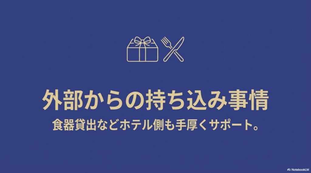 ホテルインディゴ軽井沢への外部店舗からのケーキ持ち込み事情とサポート体制について解説するスライド