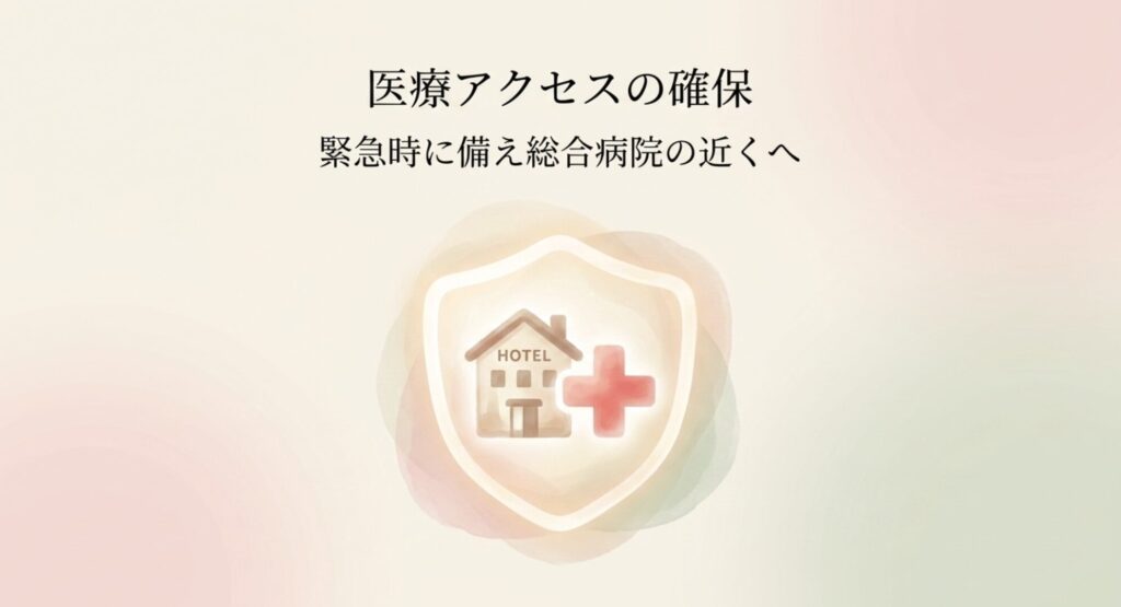 緊急時に備え総合病院の近くへ行くなど医療アクセスの確保について