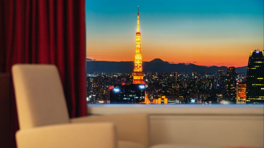 パークホテル東京 東京タワーと富士山を望む夕景