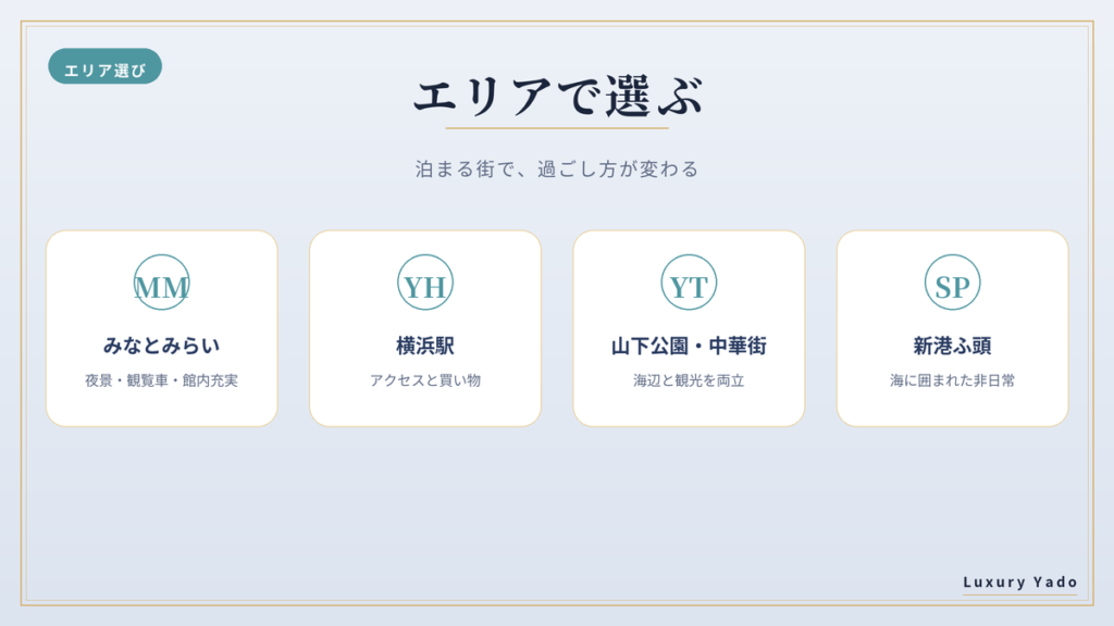 横浜のホカンスをエリアで選ぶ（みなとみらい・横浜駅・山下公園・新港ふ頭）