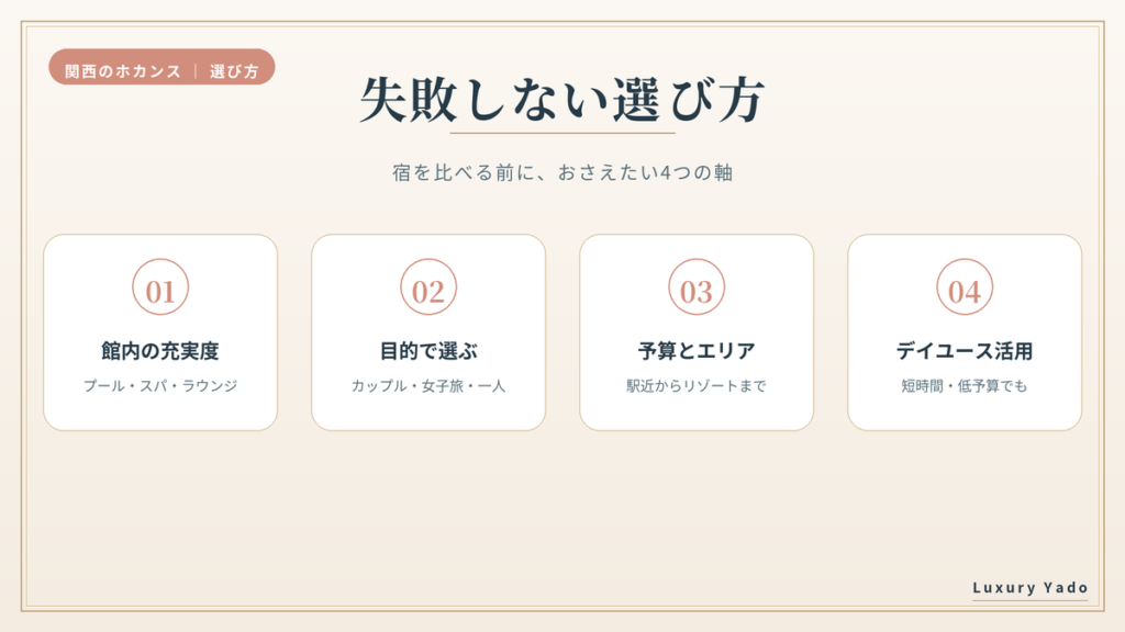 関西のホカンスで失敗しない宿の選び方4つの軸