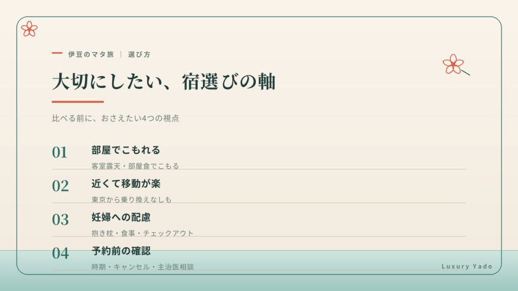 伊豆のマタ旅で大切にしたい宿選びの4つの軸