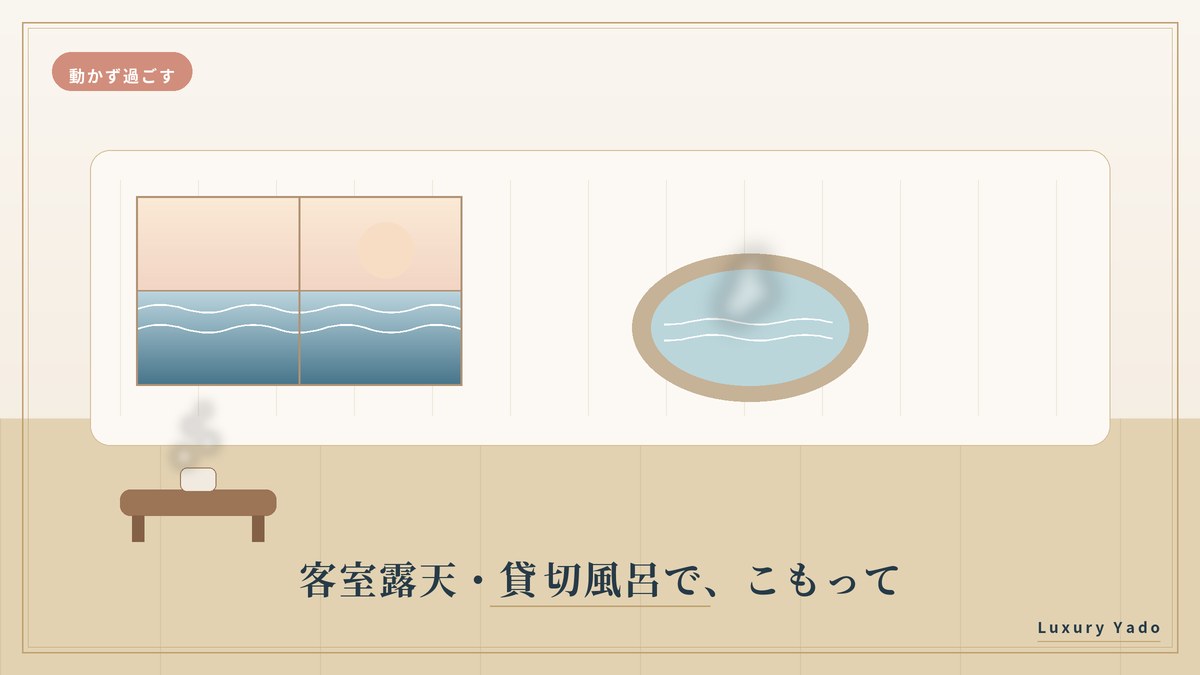 客室露天や貸切風呂で動かず過ごす妊婦向けの客室イメージ