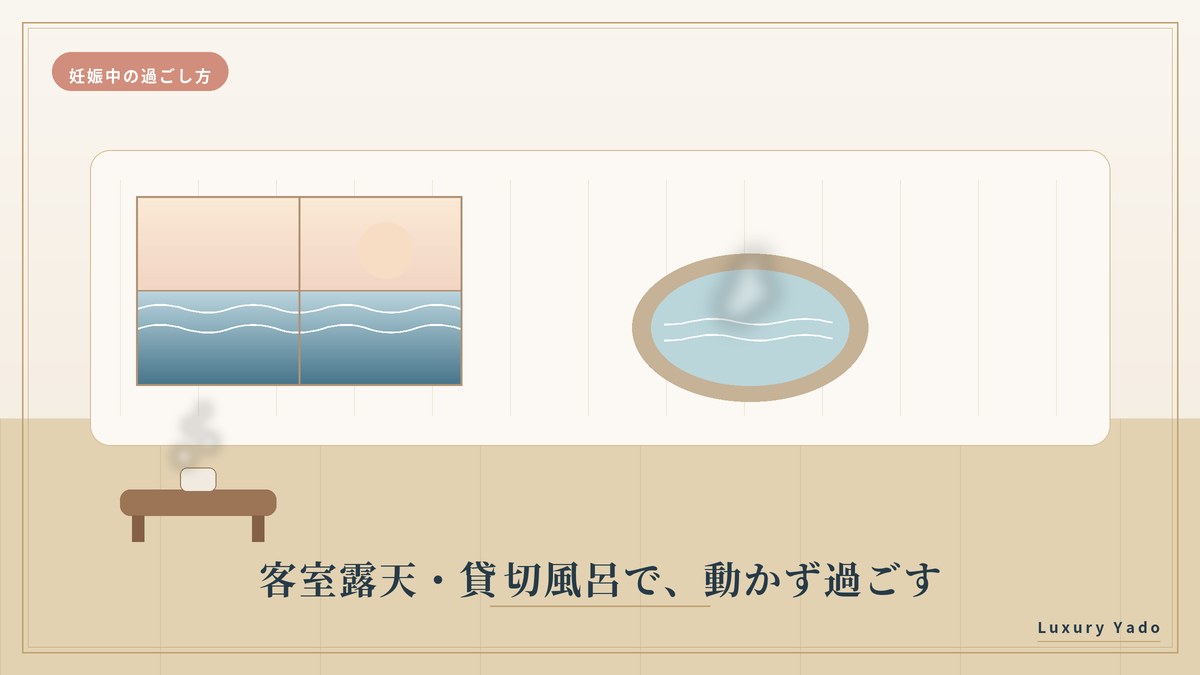 客室露天や貸切風呂で動かず過ごすイメージ