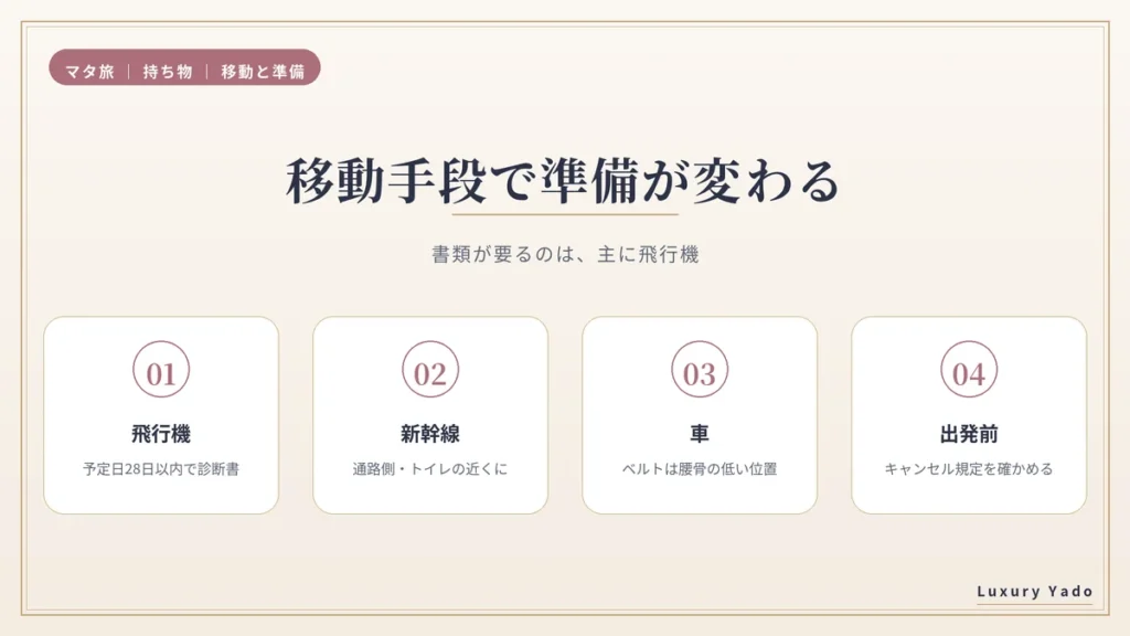 移動手段で変わるマタニティ旅行の準備