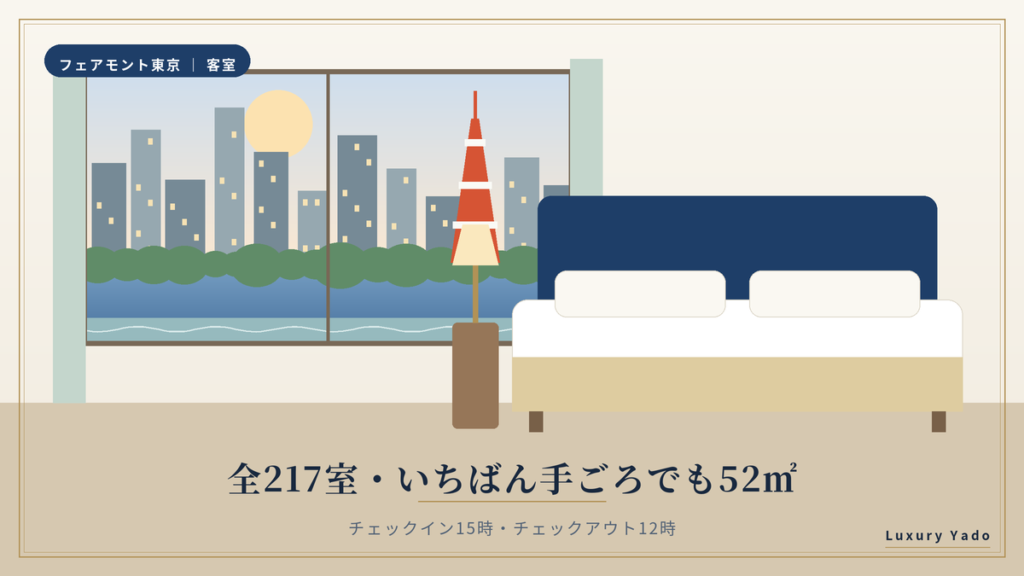 フェアモント東京の客室は全217室・いちばん手ごろでも52㎡