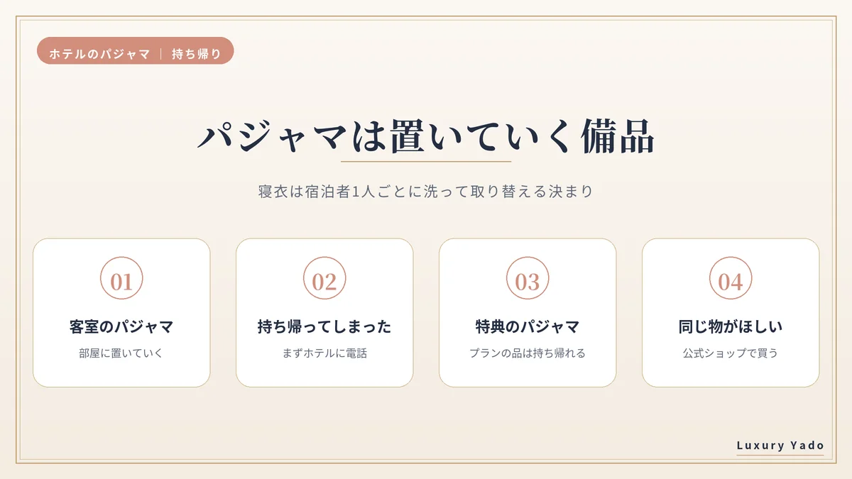 ホテルのパジャマは置いていく備品(持ち帰りの考え方4つ)